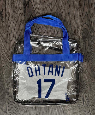 Los Angeles Dodgers Clear Stadium Zip Up Tote Bag Blue Trim Ohtani #17