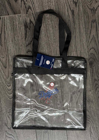 Los Angeles Dodgers Clear Stadium Zip Up Tote Bag Black Trim Flyball
