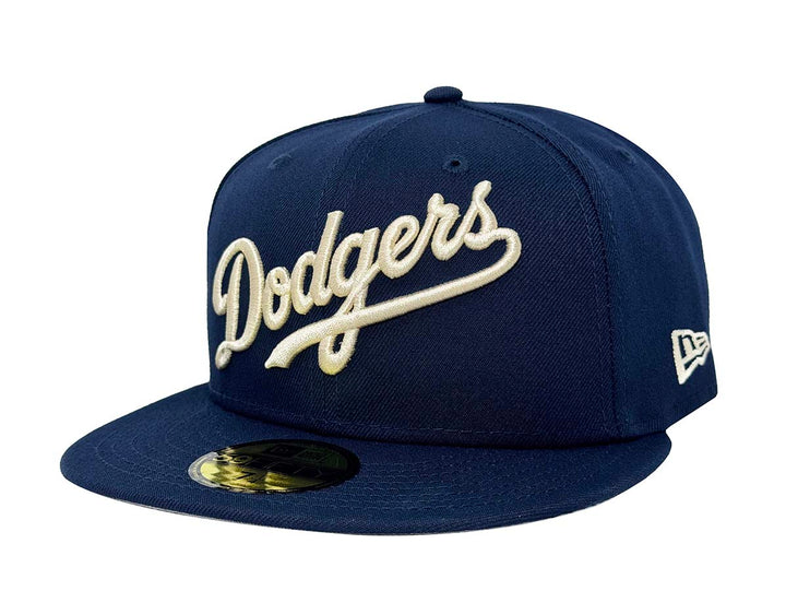 Los Angeles Dodgers Fitted New Era 59FIFTY Wordmark Cap Hat Ocean Blue - THE 4TH QUARTER