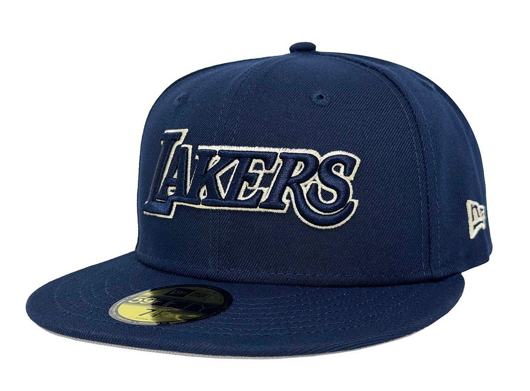 Los Angeles Lakers Fitted New Era 59FIFTY Wordmark Cap Hat Ocean Blue - THE 4TH QUARTER