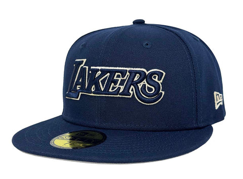 Los Angeles Lakers Fitted New Era 59FIFTY Wordmark Cap Hat Ocean Blue