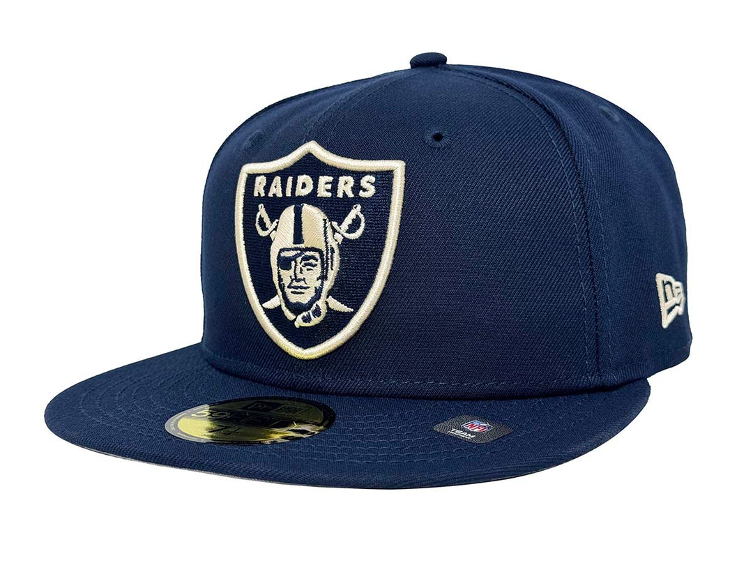 Raiders Fitted New Era 59FIFTY Cap Hat Ocean Blue Ivory Logo - THE 4TH QUARTER