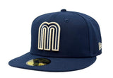 Mexico Fitted New Era 59FIFTY Cap Hat Mexico Flag Patch Ocean Blue