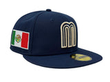 Mexico Fitted New Era 59FIFTY Cap Hat Mexico Flag Patch Ocean Blue