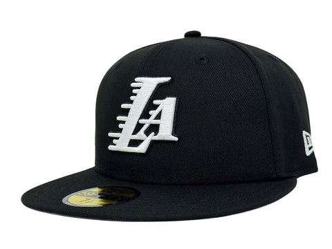 Lakers Fitted New Era 59Fifty LA Logo Black White Cap Hat Grey UV