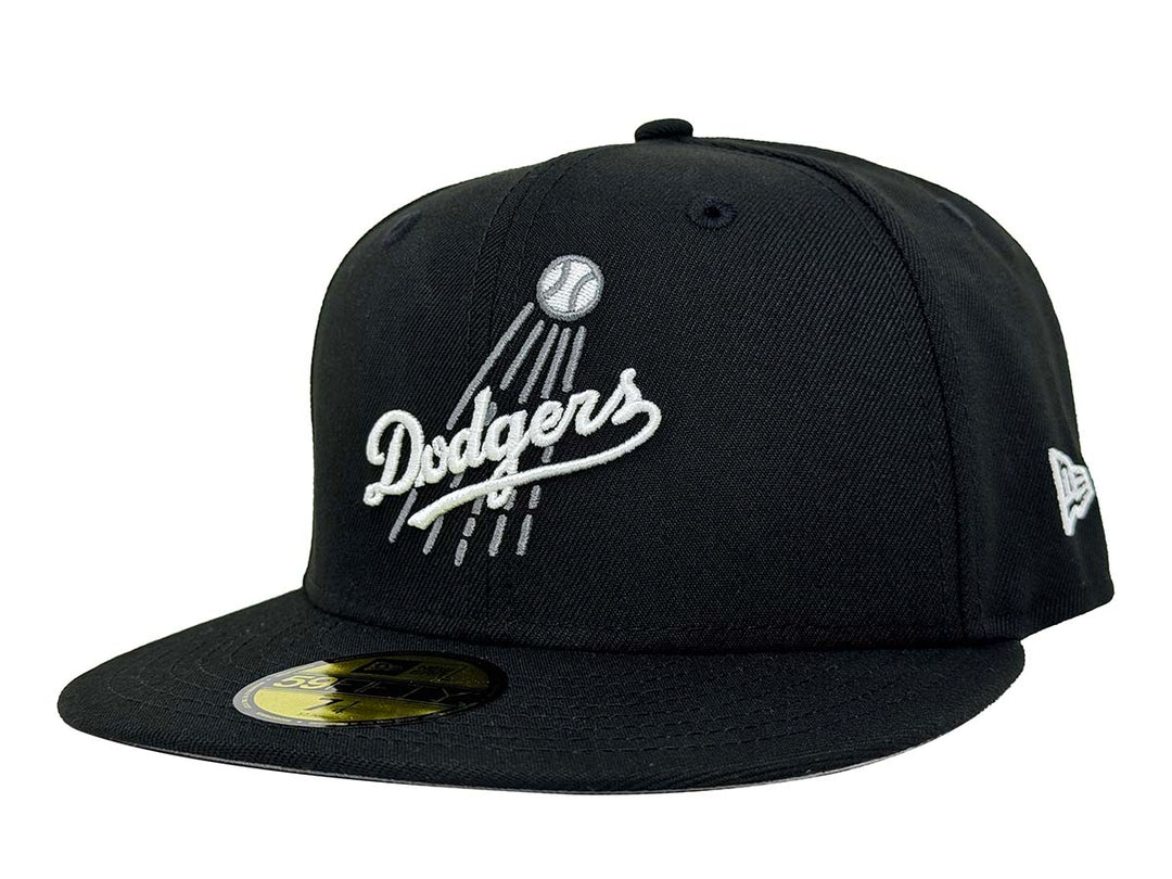 Los Angeles Dodgers Fitted New Era 59Fifty Fly Ball Black Cap Hat Grey UV - THE 4TH QUARTER