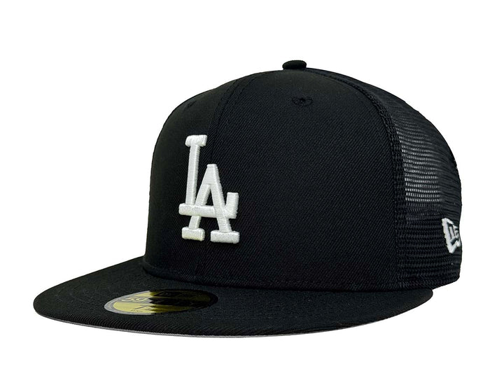 Los Angeles Dodgers Fitted New Era 59Fifty Classic Mesh Trucker Black Cap Hat - THE 4TH QUARTER