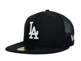 Los Angeles Dodgers Fitted New Era 59Fifty Classic Mesh Trucker Black Cap Hat