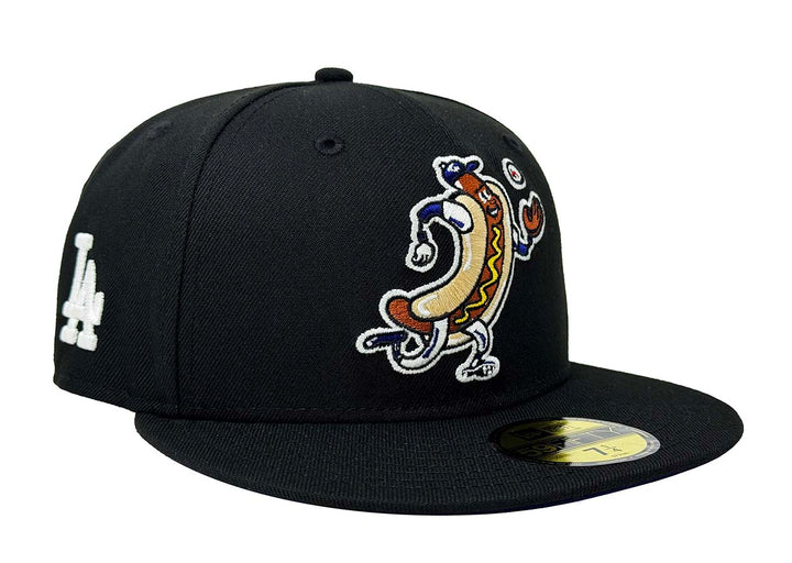 Los Angeles Dodgers New Era Fitted 59Fifty Dodger Dog Mascot Black Cap Hat Blue UV - THE 4TH QUARTER