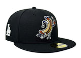 Los Angeles Dodgers Kids New Era Fitted 59Fifty Dodger Dog Mascot Black Cap Hat Blue UV