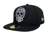 Dodgers Fitted New Era 59FIFTY Day of the Dead Sugar Skull Black Cap Hat Grey UV