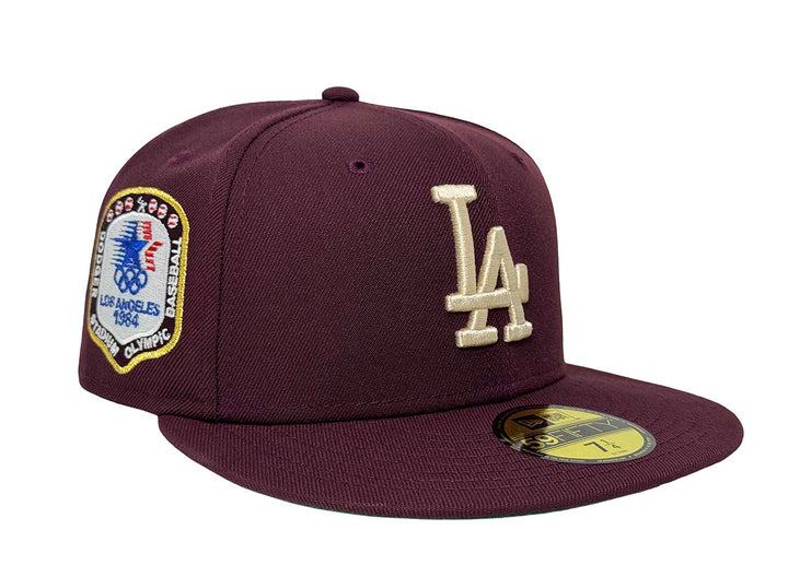 Los Angeles Dodgers New Era 59Fifty Ivory Logo 84 Olympic Maroon Fitted Green UV - THE 4TH QUARTER
