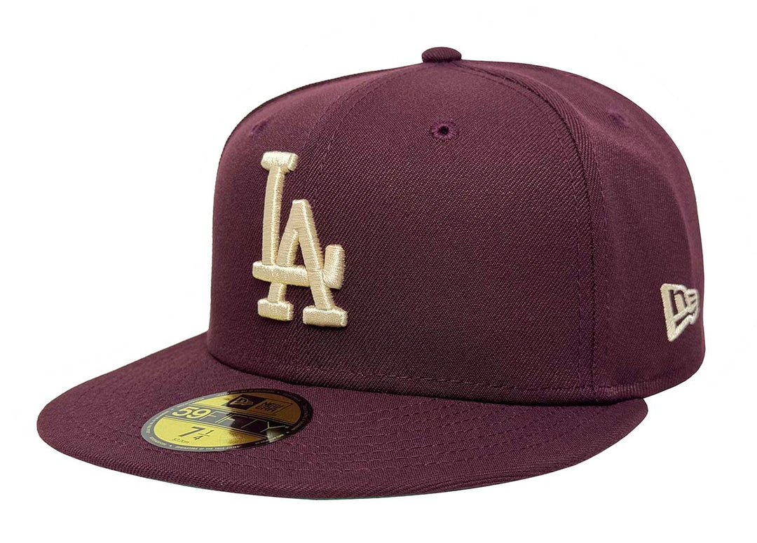 Los Angeles Dodgers New Era 59Fifty Ivory Logo 84 Olympic Maroon Fitted Green UV - THE 4TH QUARTER