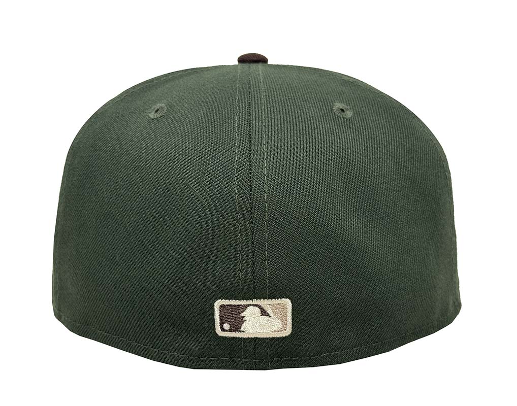 Los Angeles Dodgers Fitted 59FIFTY New Era Ivory Logo Seaweed Green Brown Cap Hat Camel UV - THE 4TH QUARTER