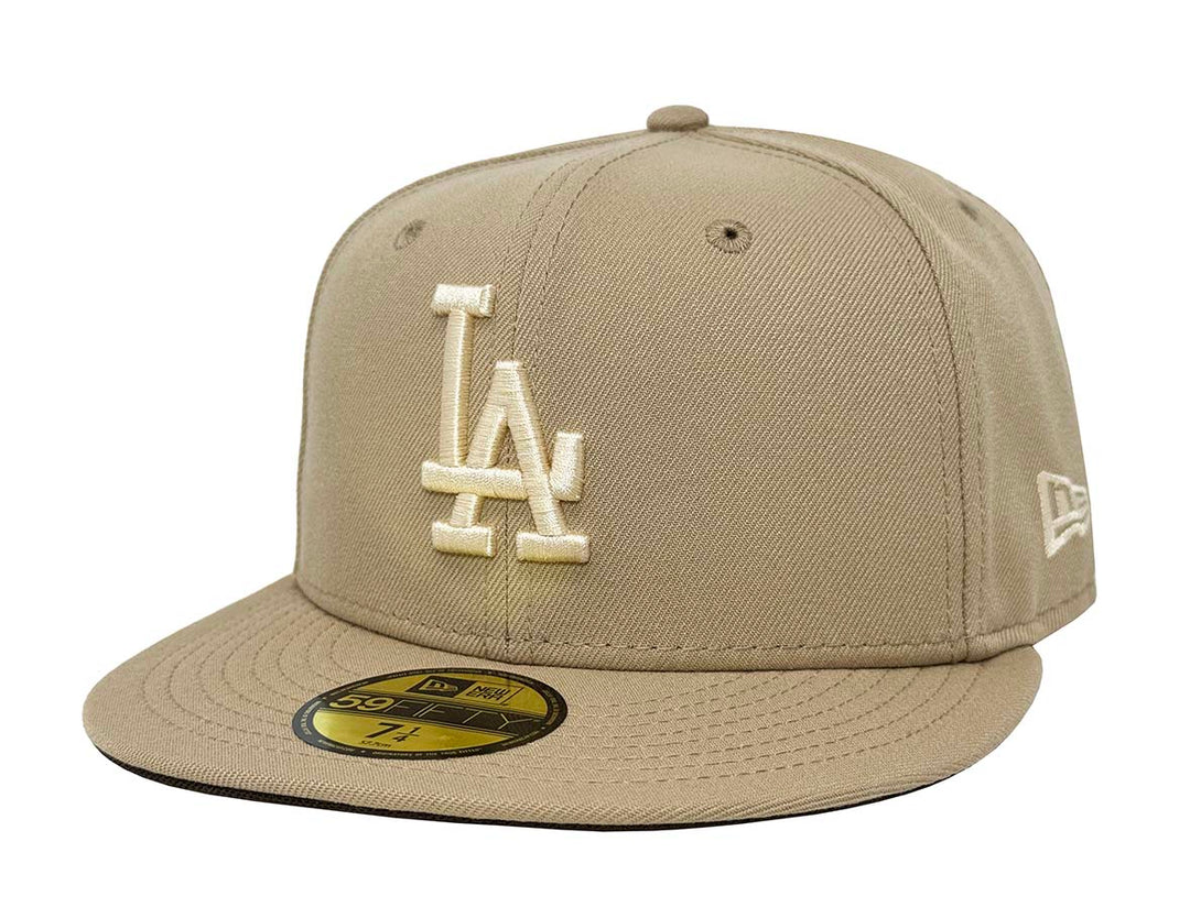 Los Angeles Dodgers Fitted 59FIFTY New Era Ivory Logo Camel Cap Hat Walnut UV - THE 4TH QUARTER