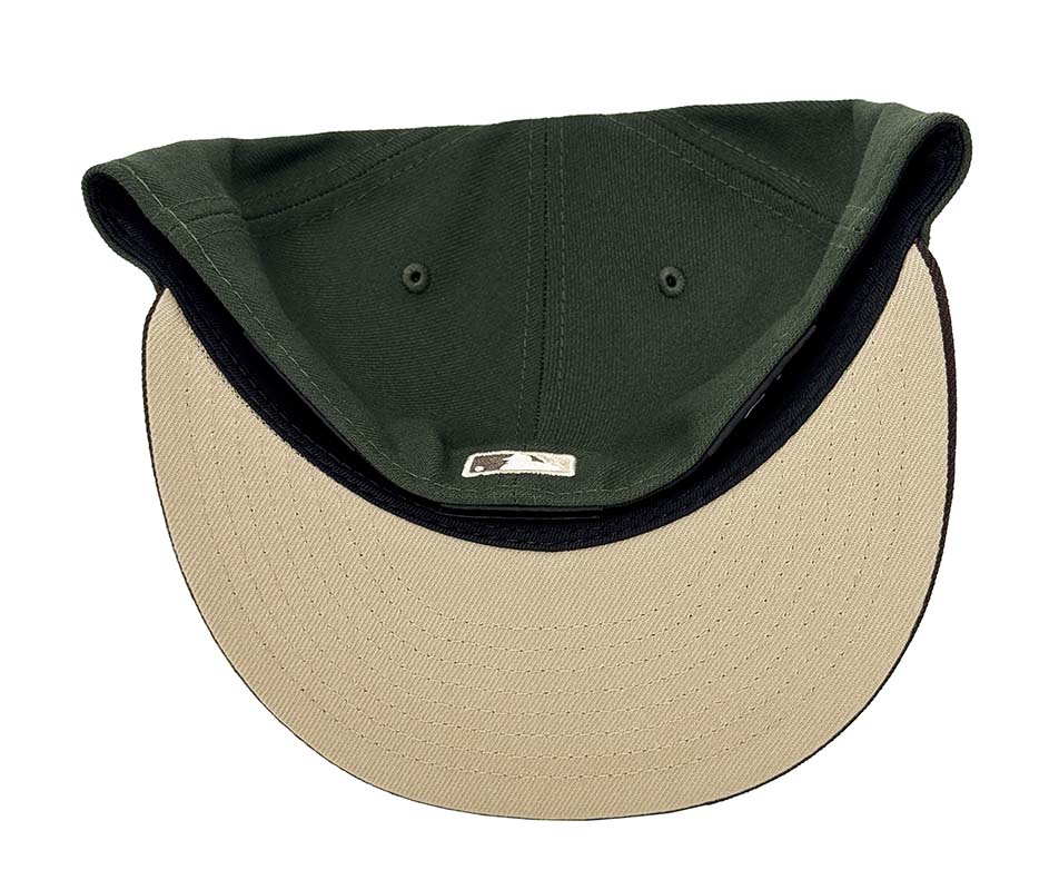Los Angeles Dodgers Fitted 59FIFTY New Era Ivory Logo Seaweed Green Brown Cap Hat Camel UV - THE 4TH QUARTER