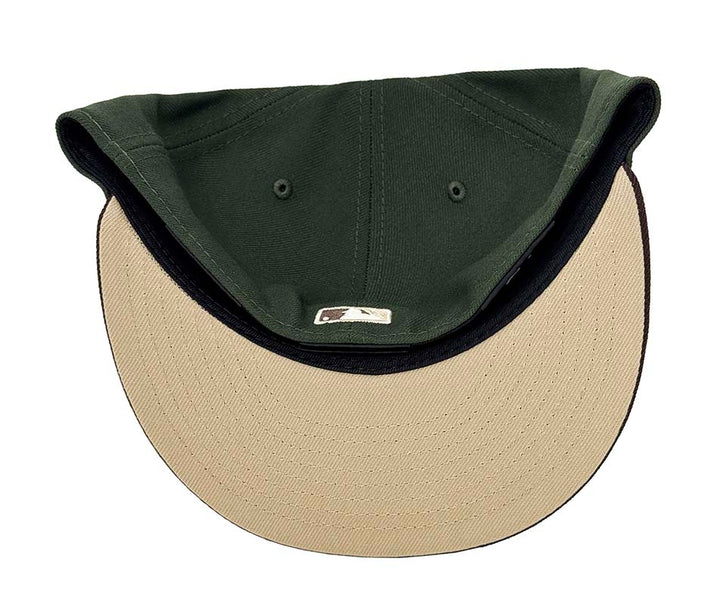 Los Angeles Dodgers Fitted 59FIFTY New Era Ivory Logo Seaweed Green Brown Cap Hat Camel UV - THE 4TH QUARTER