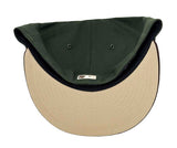 Los Angeles Dodgers Fitted 59FIFTY New Era Ivory Logo Seaweed Green Brown Cap Hat Camel UV