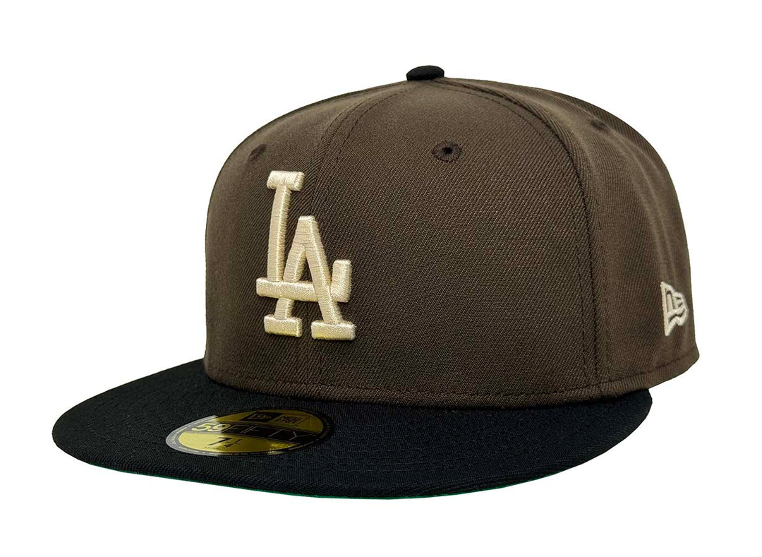 Los Angeles Dodgers Fitted 59FIFTY New Era Ivory Logo Brown Black Cap Hat Green UV - THE 4TH QUARTER