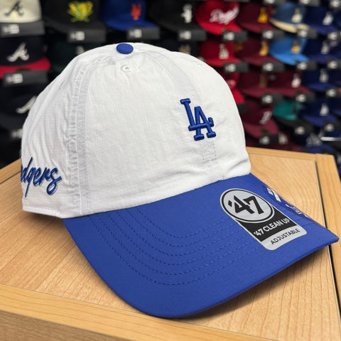 Los Angeles Dodgers Strapback '47 Brand Clean Up Adjustable Cap Hat Mini Logo White Vista Blue