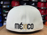 Mexico New Era 59Fifty Fitted Chrome Black Corduroy Flag Patch Hat Cap Grey UV