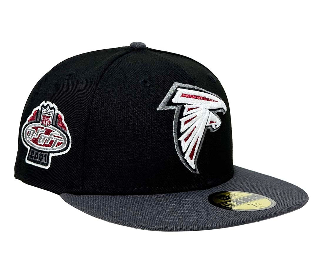 Atlanta Falcons Fitted New Era 59Fifty 2001 Draft Black Graphite Grey Hat Cap Grey UV - THE 4TH QUARTER
