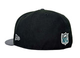 Philadelphia Eagles Fitted New Era 59Fifty 1996 Draft Black Graphite Grey Hat Cap Grey UV