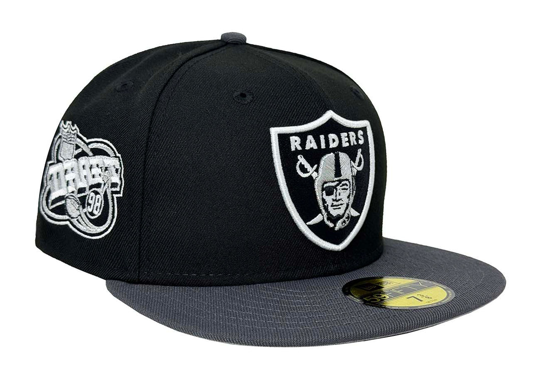 Raiders Fitted New Era 59Fifty 98 Draft Black Graphite Grey Hat Cap Grey UV - THE 4TH QUARTER