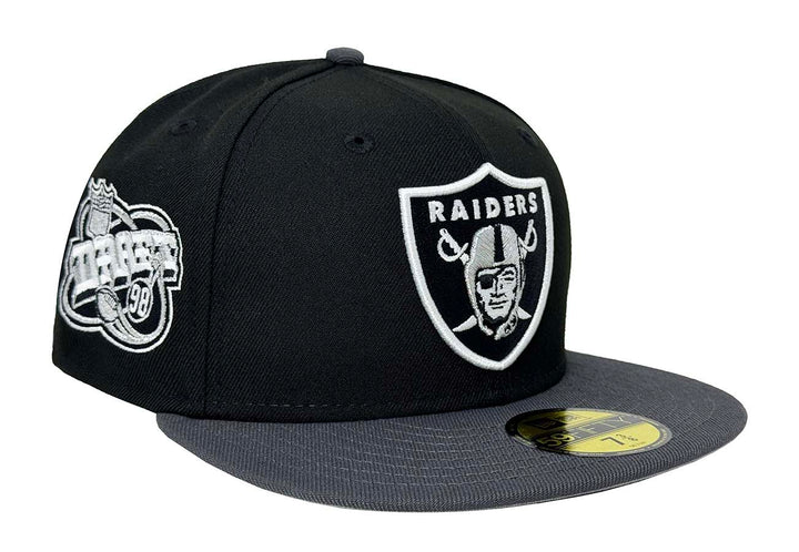 Raiders Fitted New Era 59Fifty 98 Draft Black Graphite Grey Hat Cap Grey UV - THE 4TH QUARTER