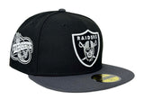 Raiders Fitted New Era 59Fifty 98 Draft Black Graphite Grey Hat Cap Grey UV
