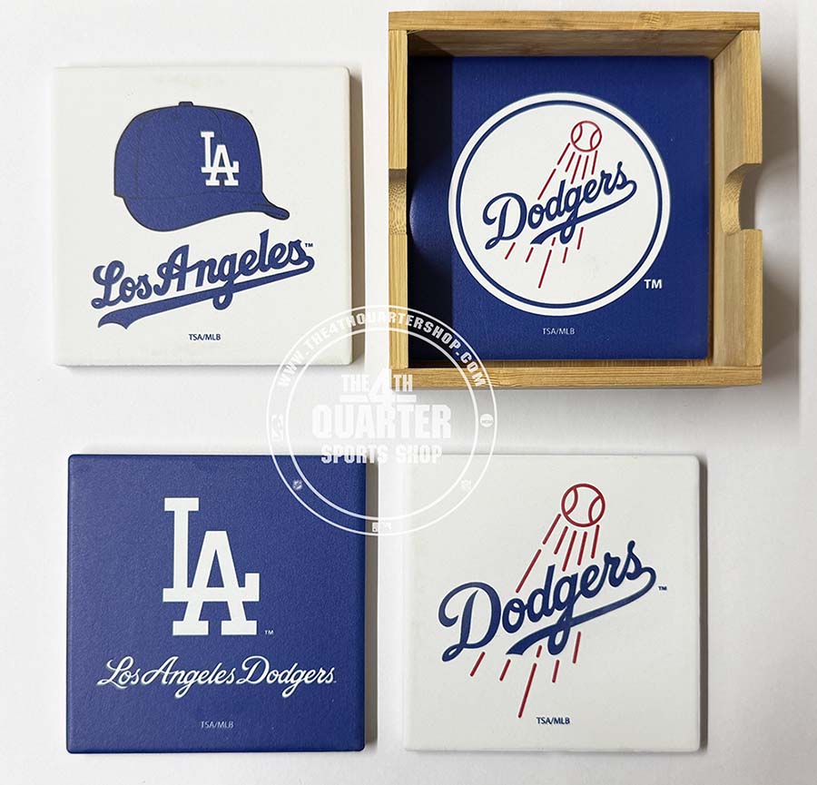 Los Angeles Dodgers Ceramic Coasters and Caddy Set 4pc - THE 4TH QUARTER
