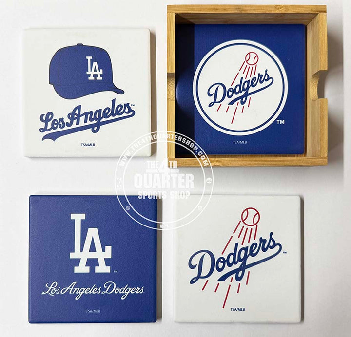 Los Angeles Dodgers Ceramic Coasters and Caddy Set 4pc - THE 4TH QUARTER