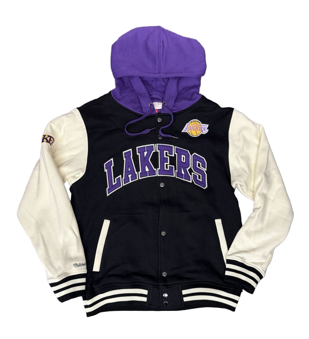 Los Angeles Lakers Mens Mitchell & Ness Courtside Hoodie Fleece Jacket - THE 4TH QUARTER