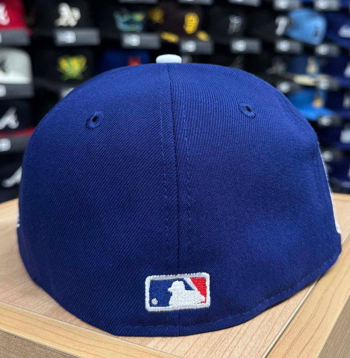 Los Angeles Dodgers Fitted 59FIFTY New Era 2025 WSC Back 2 Back Rings Royal Hat Cap Grey UV