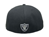 Raiders Fitted New Era 59Fifty Silver Element Black Hat Cap Grey UV