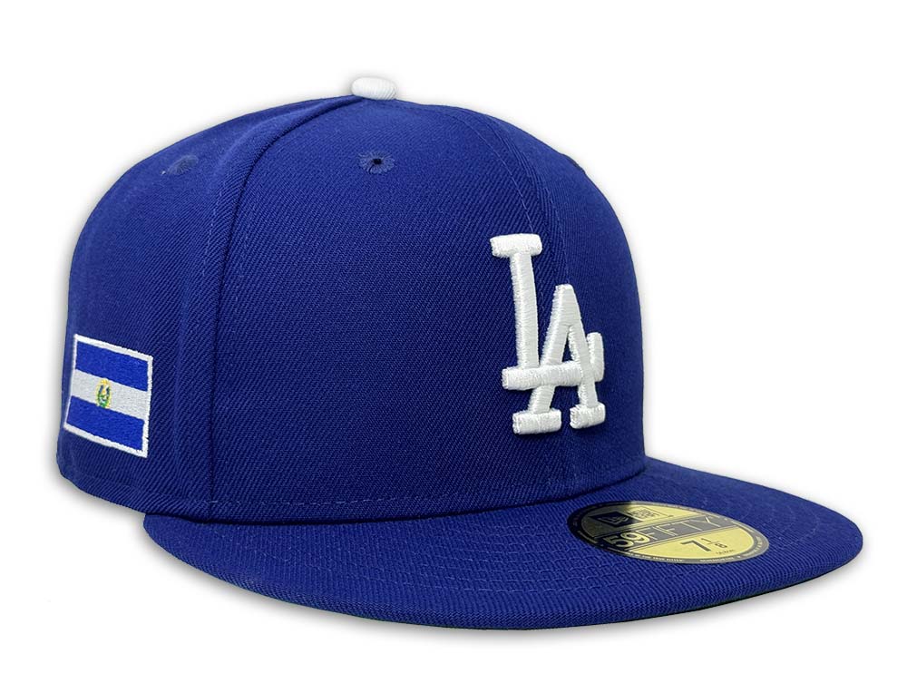 Los Angeles Dodgers Fitted New Era 59Fifty El Salvador Flag Blue Cap Hat Green UV - THE 4TH QUARTER