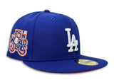 Los Angeles Dodgers Fitted New Era 59fifty 75th Anniversary WS Blue Cap Hat Orange UV