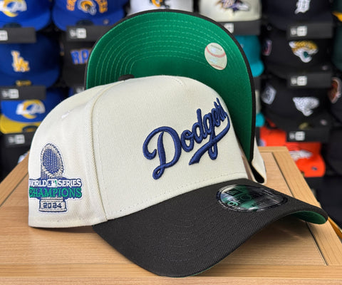 Los Angeles Dodgers Snapback 9Forty New Era A-Frame 2024 Chrome Black Cap Hat Green UV