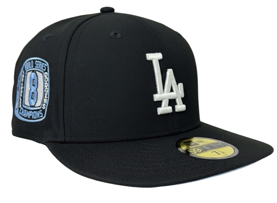 Los Angeles Dodgers Fitted New Era 59Fifty 8X Ring Black Cap Hat Sky UV - THE 4TH QUARTER