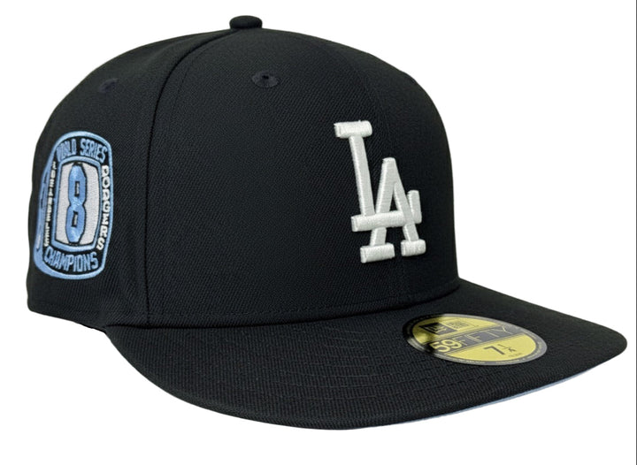 Los Angeles Dodgers Fitted New Era 59Fifty 8X Ring Black Cap Hat Sky UV - THE 4TH QUARTER