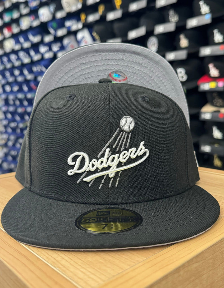 Los Angeles Dodgers Fitted New Era 59Fifty Fly Ball Black Cap Hat Grey UV - THE 4TH QUARTER