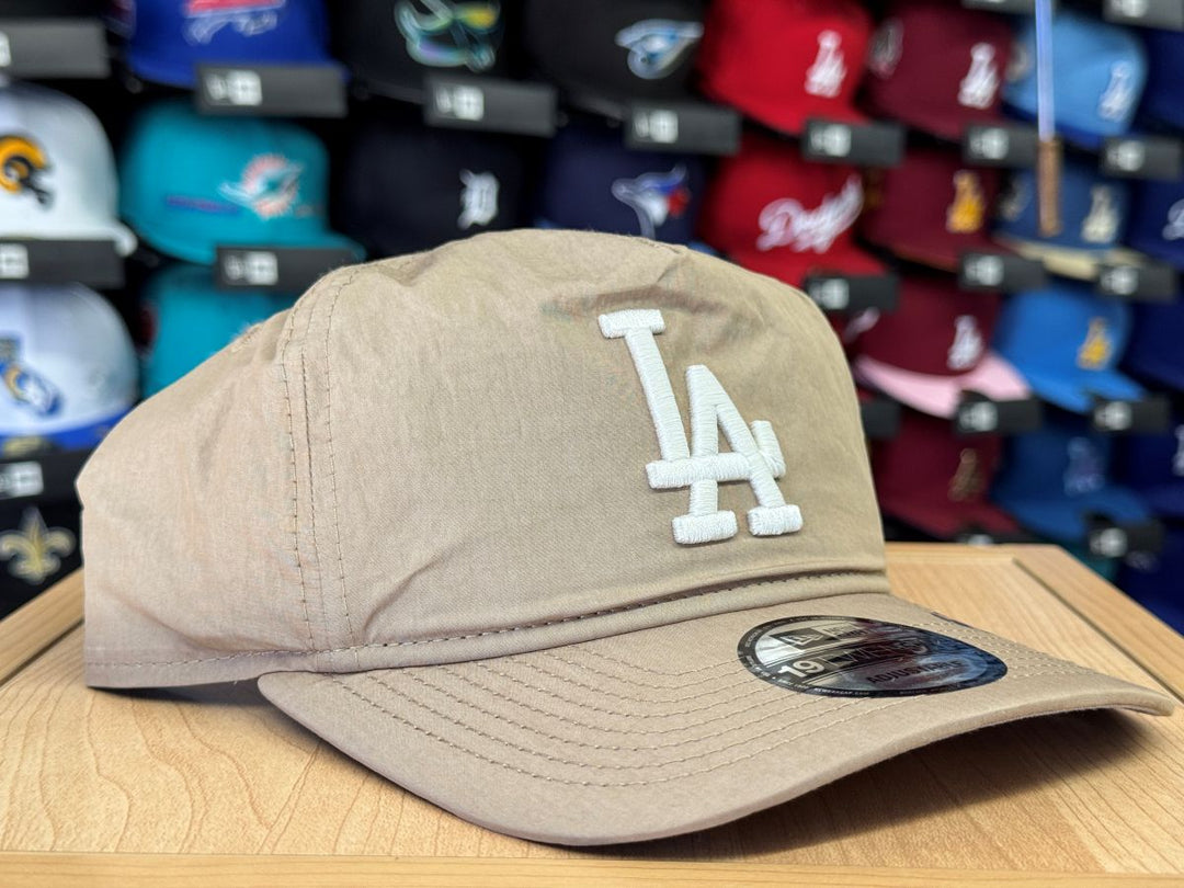 Los Angeles Dodgers Snapback New Era 19TWENTY Adjustable A-FRAME Nylon Hat Cap Beige - THE 4TH QUARTER