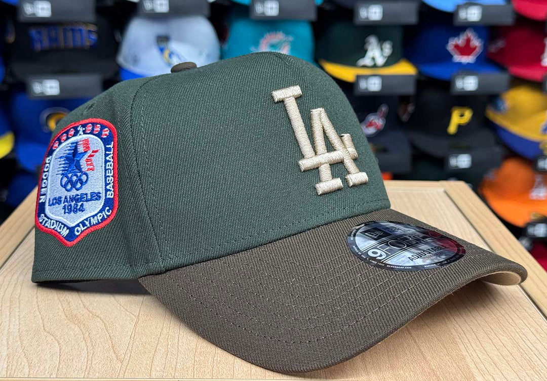 Los Angeles Dodgers Snapback 9Forty New Era A-Frame 84 Olympic Green Brown Hat Cap Camel UV - THE 4TH QUARTER