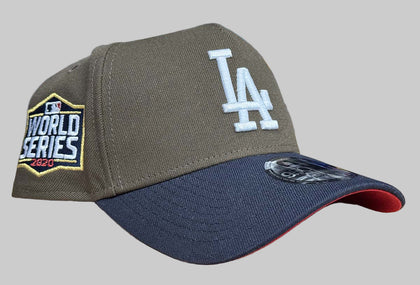 Los Angeles Dodgers Snapback 9Forty New Era A-Frame 2020 World Series Brown Navy Hat Cap Red UV