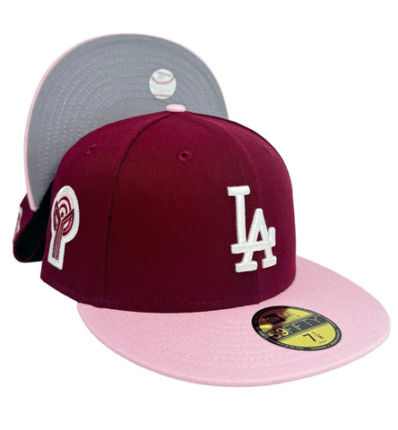 Los Angeles Dodgers Fitted New Era 59Fifty 200th Bicentennial Burgundy Pink Hat Cap