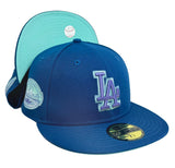 Los Angeles Dodgers Fitted New Era 59Fifty 50th Anniversary Seashore Blue Cap Hat