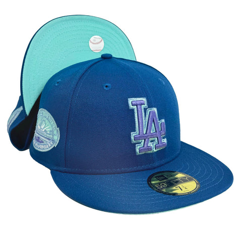 Los Angeles Dodgers Fitted New Era 59Fifty 50th Anniversary Seashore Blue Cap Hat