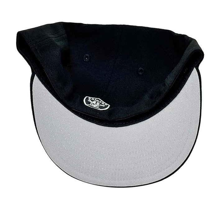 Los Angeles Raiders Fitted New Era 59Fifty Arch Logo Black Cap Hat Grey UV - THE 4TH QUARTER