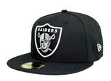 Raiders Fitted New Era 59Fifty XL Logo Black Cap Hat Grey UV