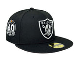 Raiders Fitted New Era 59Fifty 60th Anniversary Patch Black Hat Cap Pink UV